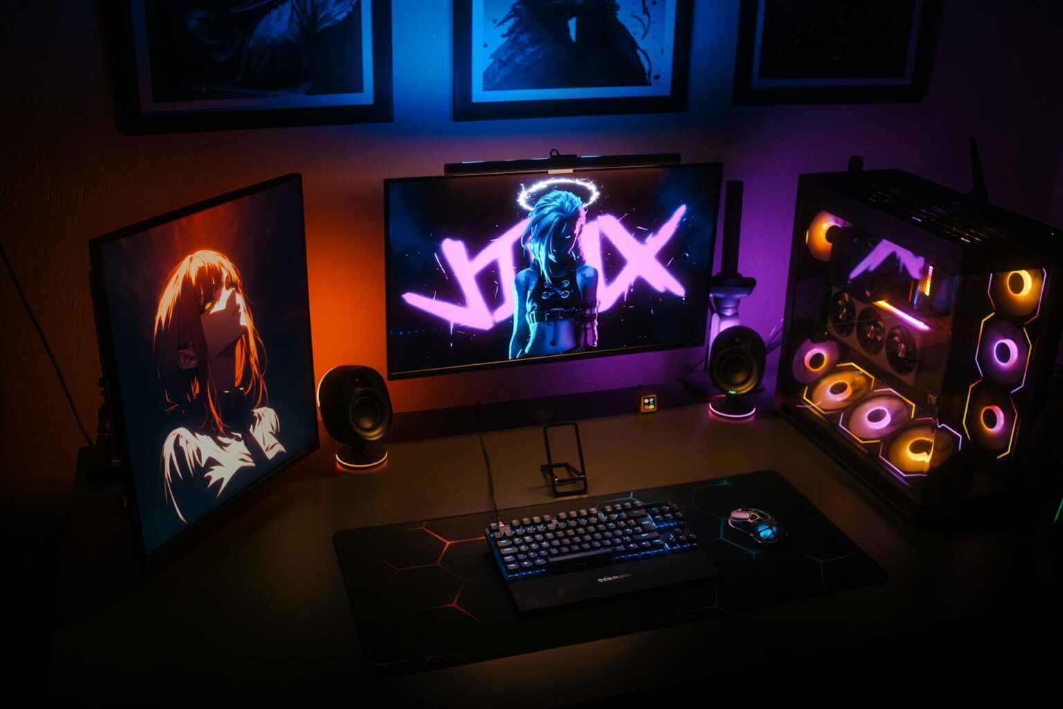 Why Video Game Companies Are Reporting Higher Profits From In-Game Advertising Modern gaming setup with multiple monitors displaying video games