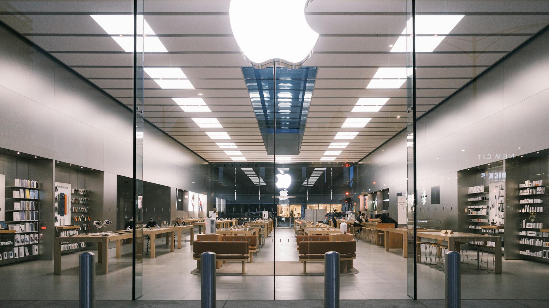 Modern retail store interior with clean design and product displays