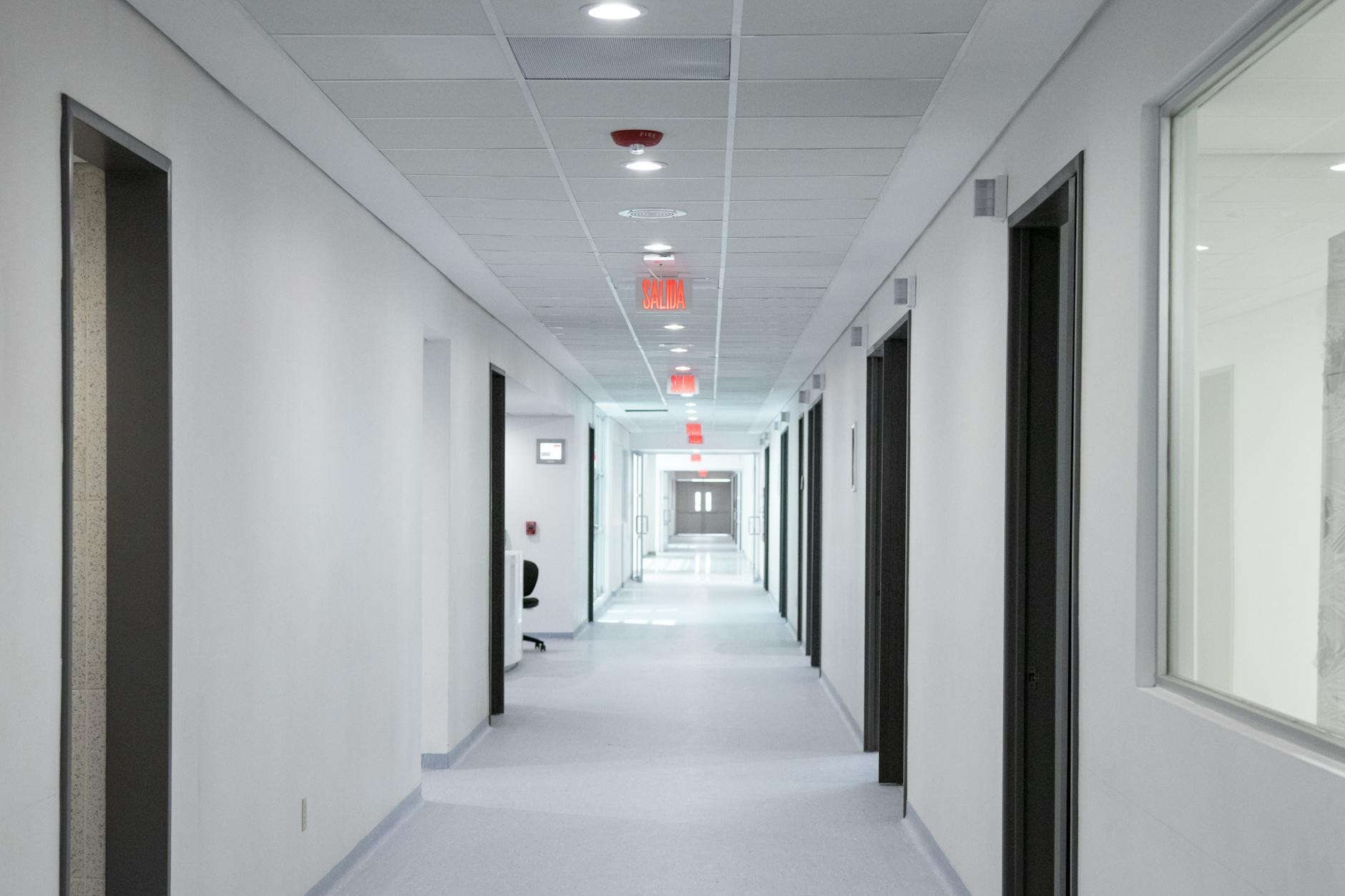 Empty hospital hallway showing healthcare system infrastructure