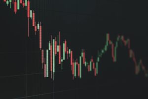 Stock market charts showing declining share prices