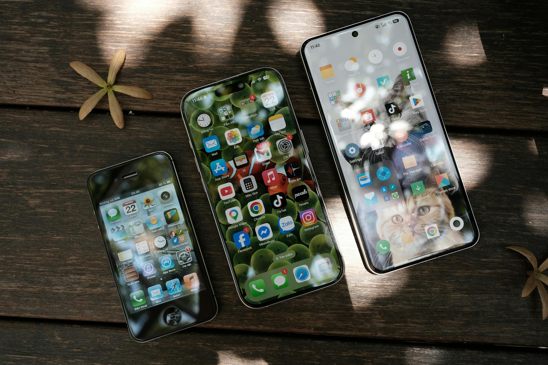 Modern smartphones displaying various applications and features