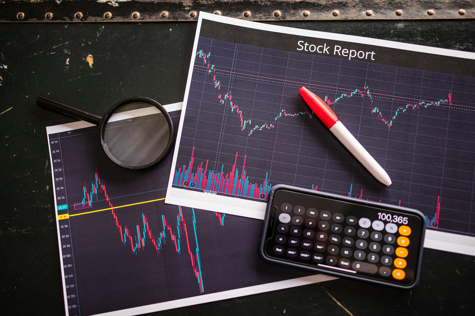 Financial market data displaying stock performance metrics