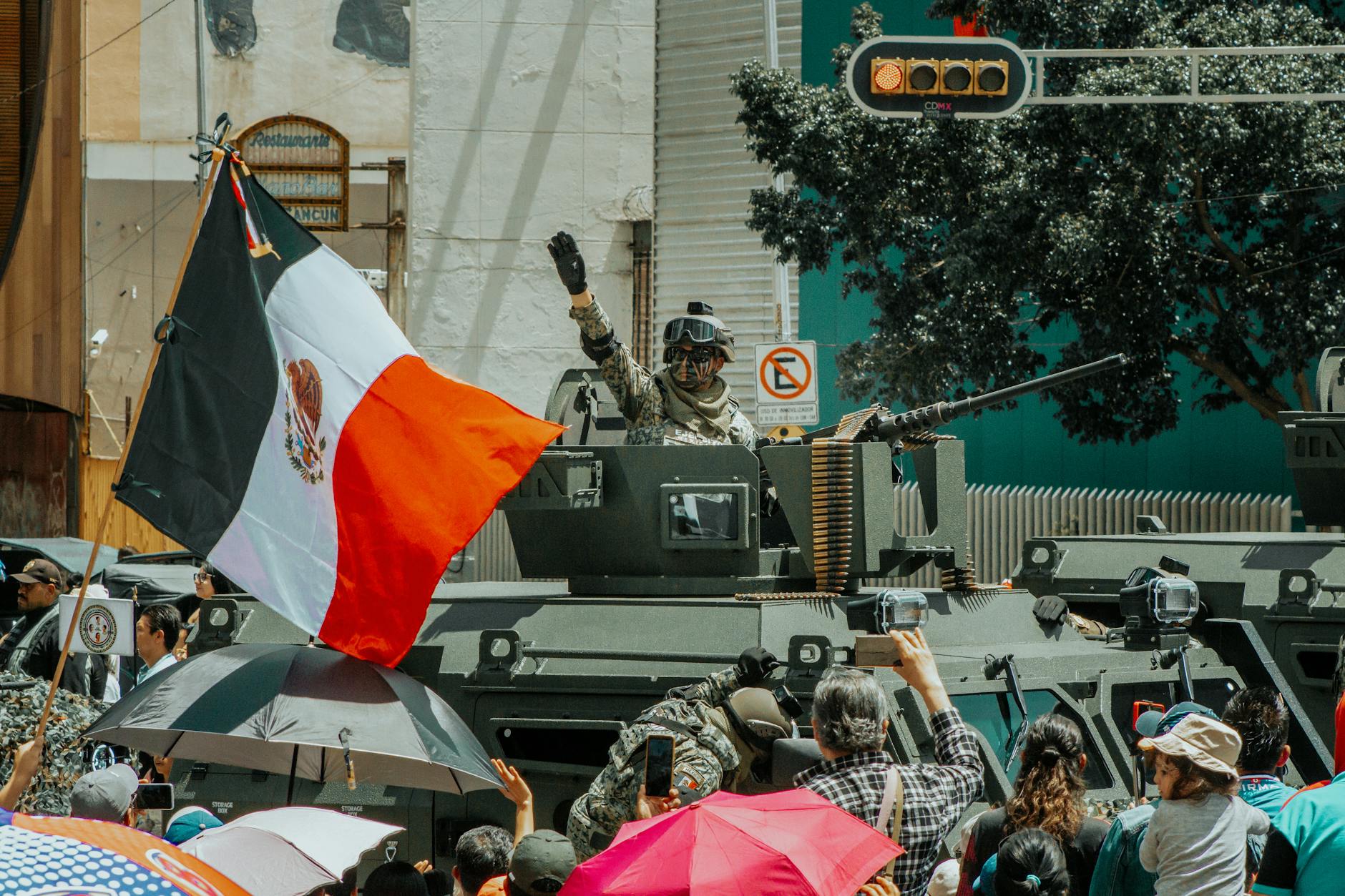 Military vehicles during parade ceremony