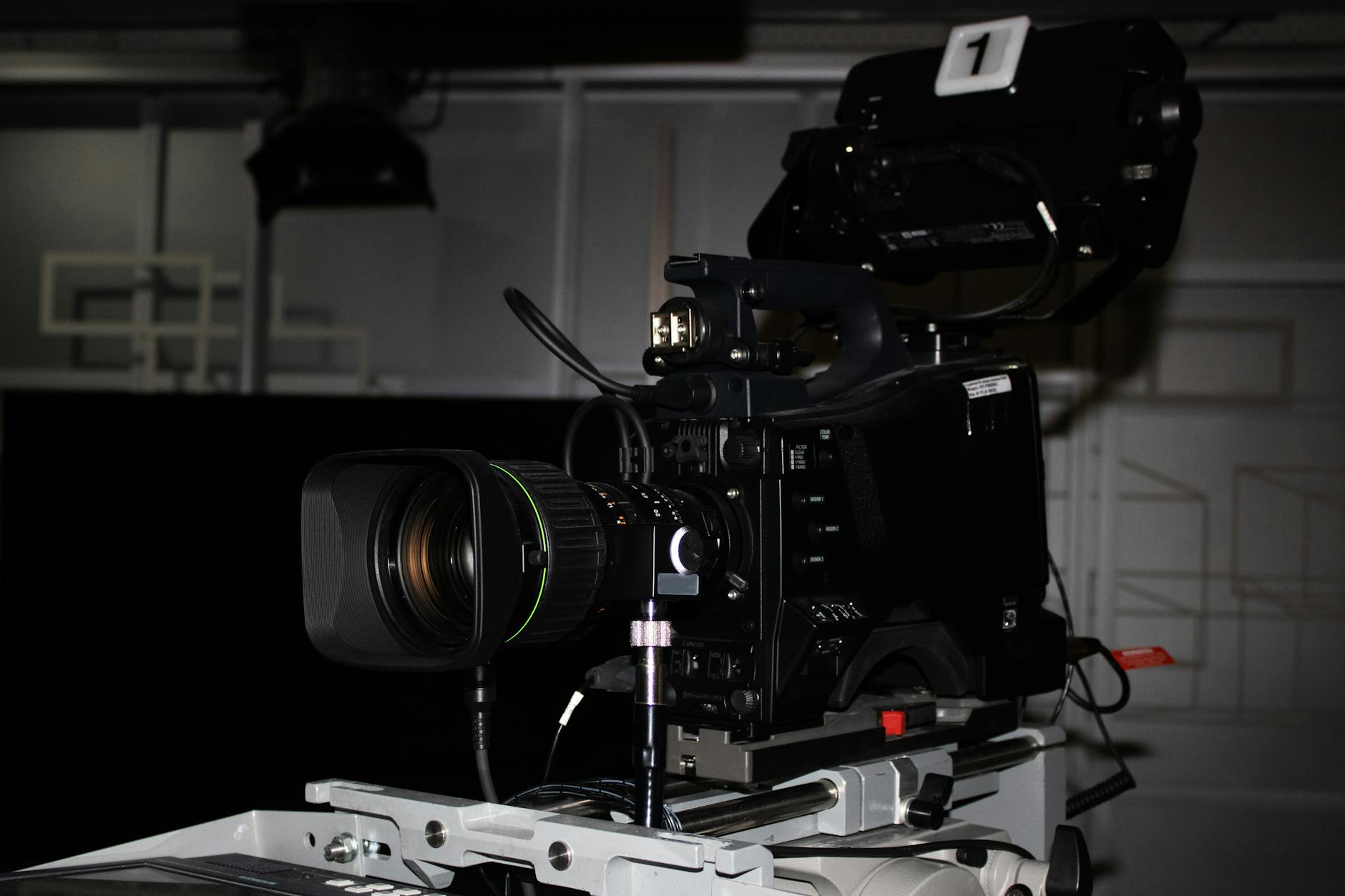 Professional television studio with cameras and broadcasting equipment