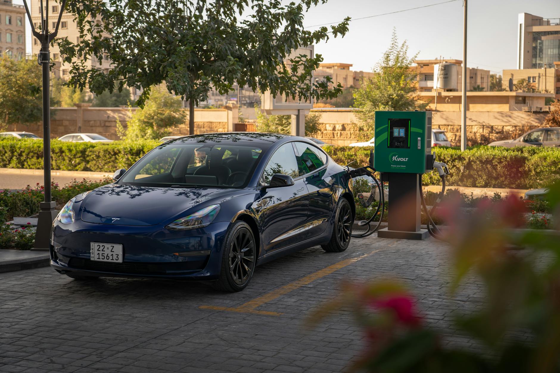 Electric vehicle charging at a modern charging station