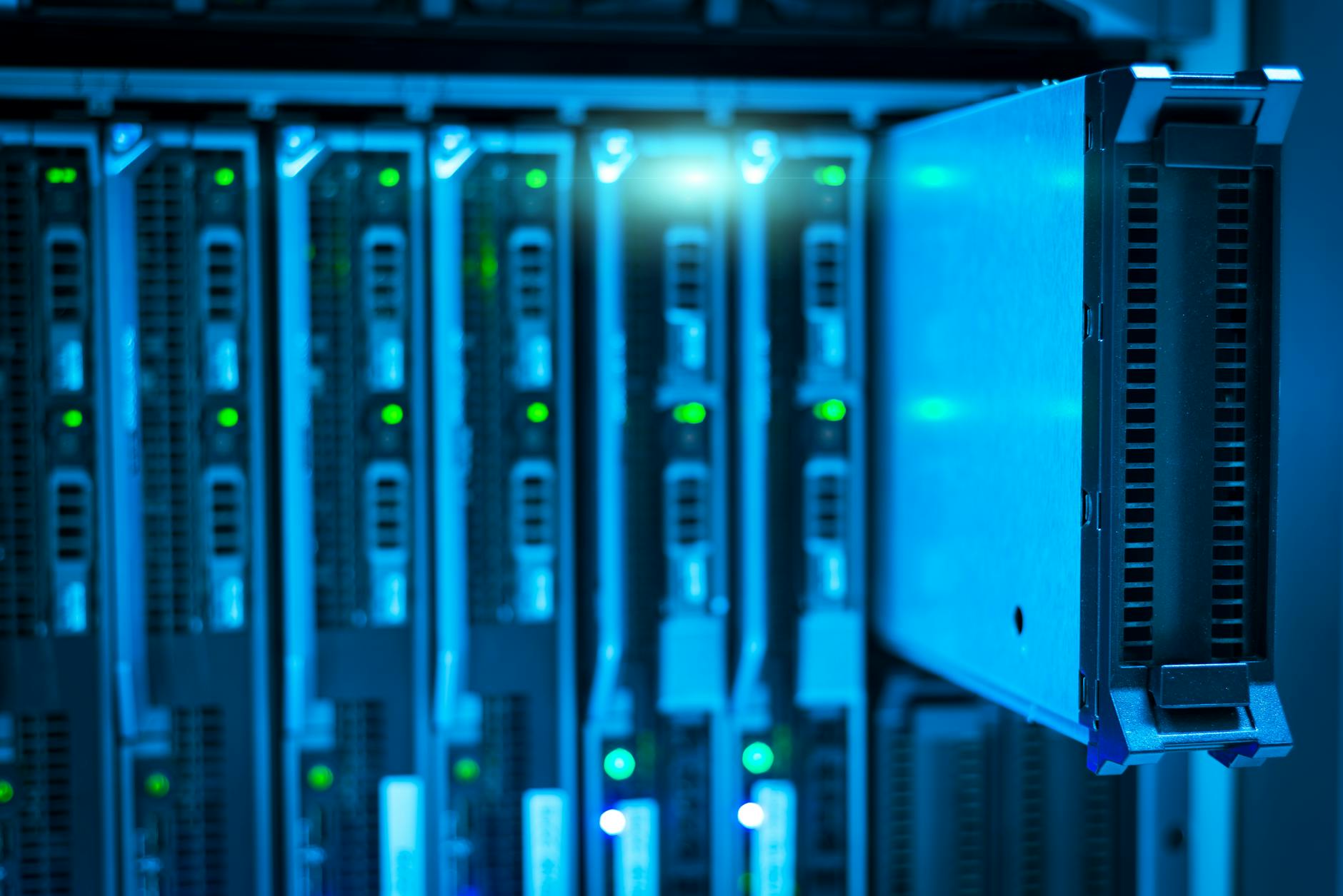Server racks in modern data center facility