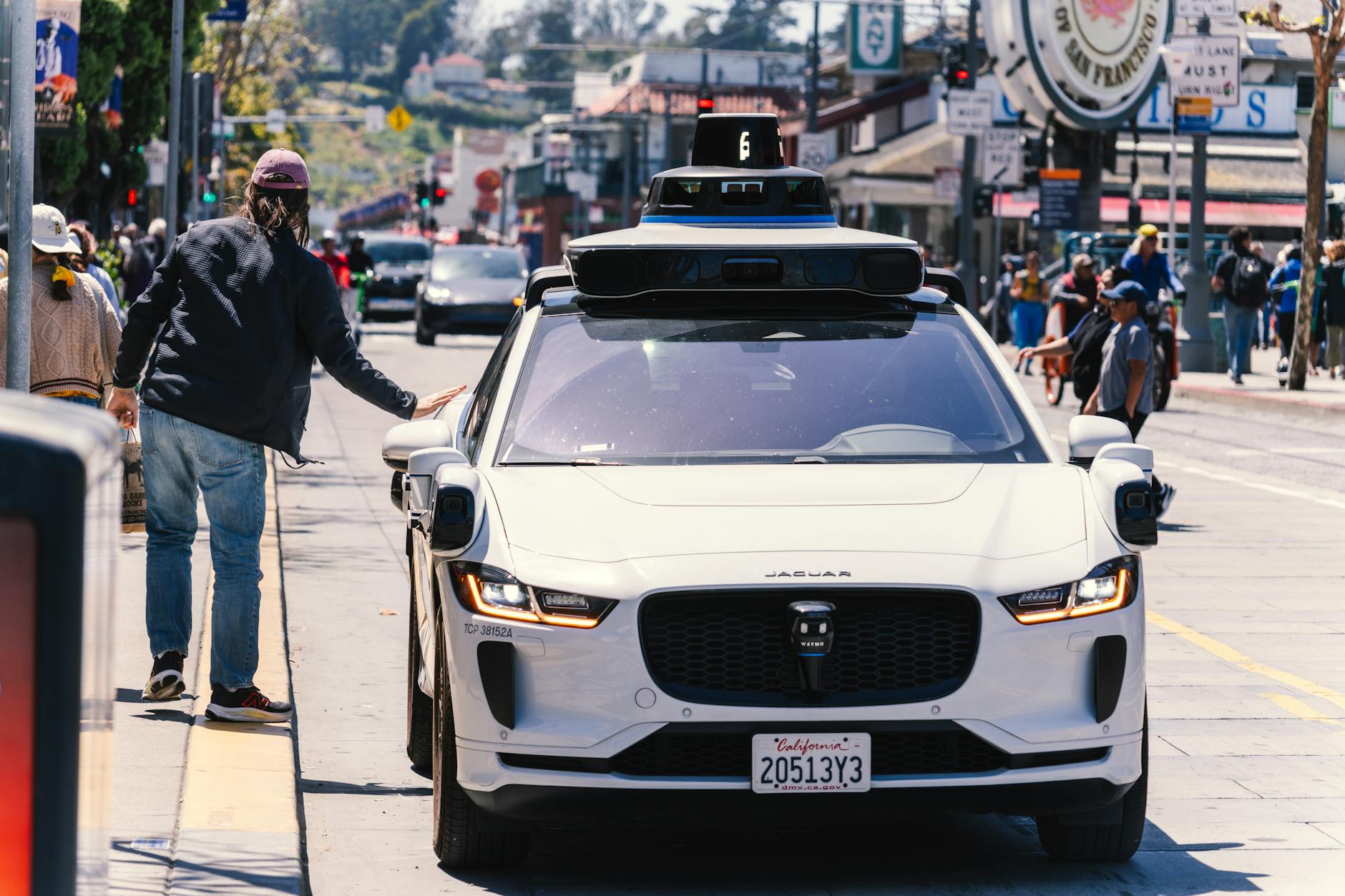 Modern vehicle equipped with advanced sensor technology for self-driving capabilities