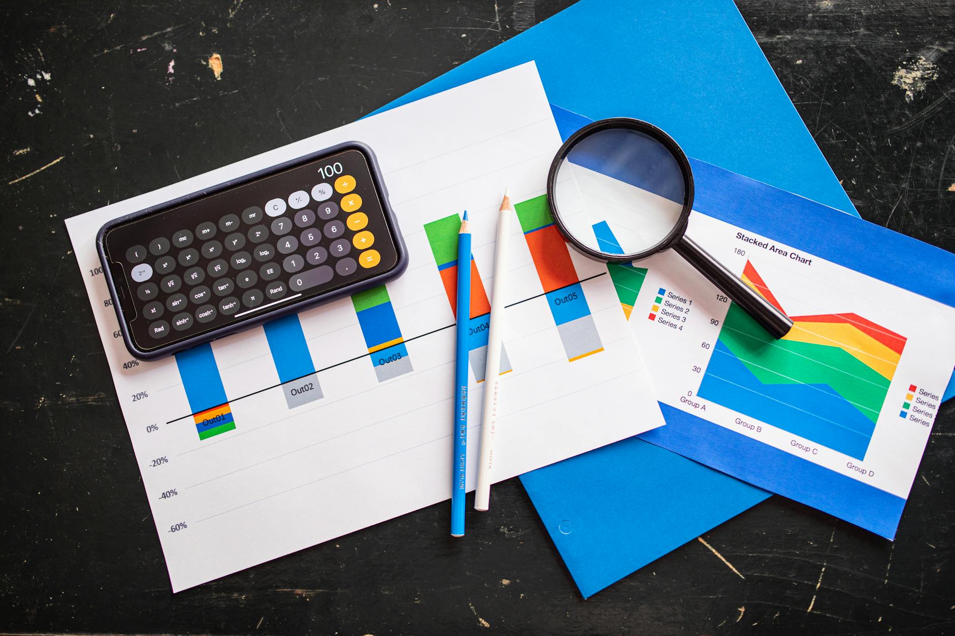 Economic data charts showing trade statistics and trends
