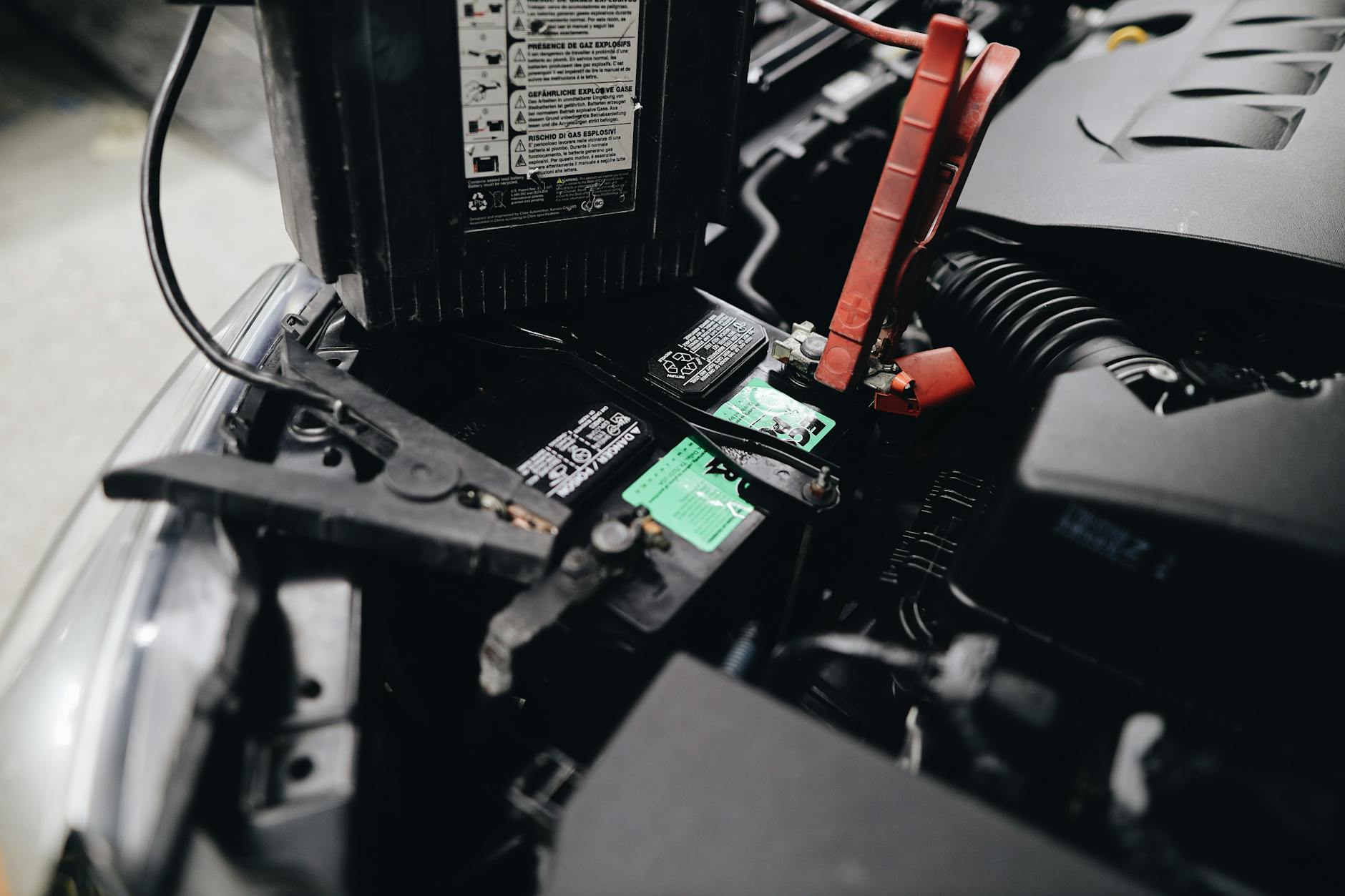 Close-up view of advanced battery cells and components