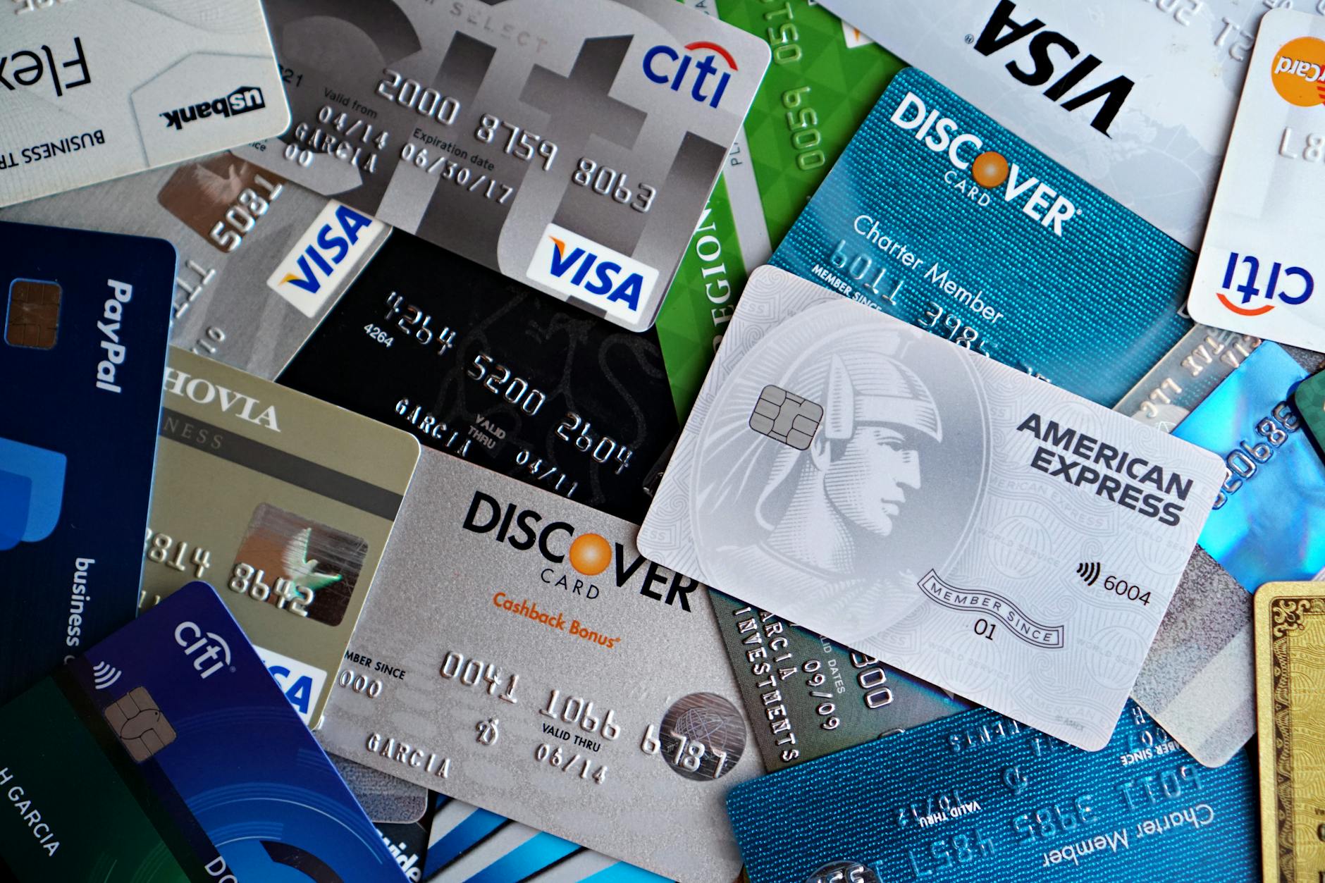 Close-up of credit cards and receipt on retail counter