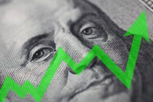 Financial charts and graphs showing market performance data