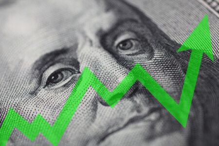 Financial charts and graphs showing market performance data
