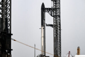 Rocket launching into a clear blue sky representing space industry investment