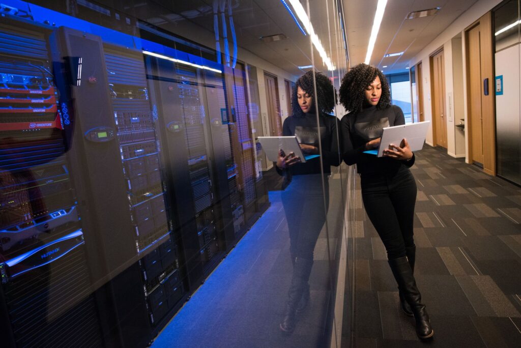Server infrastructure representing AI model deployment and access restrictions