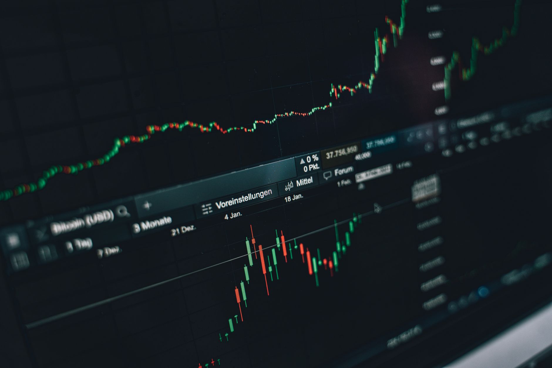 Digital stock market display showing Asian equity market data