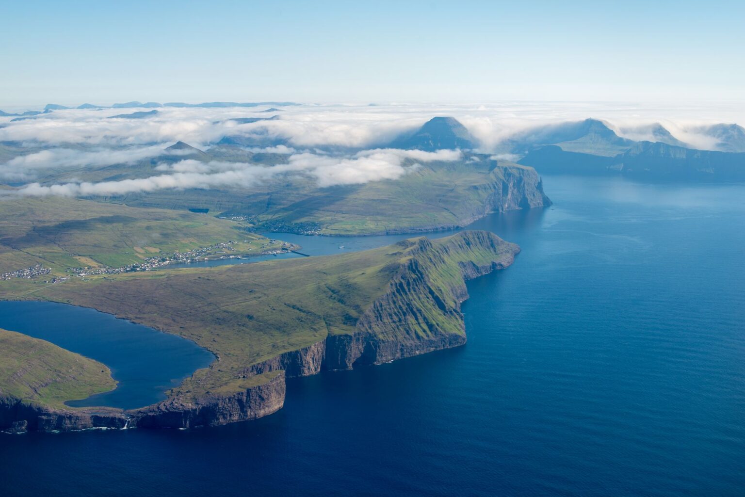 Aerial view of a small Atlantic island representing Cape Verde's geography