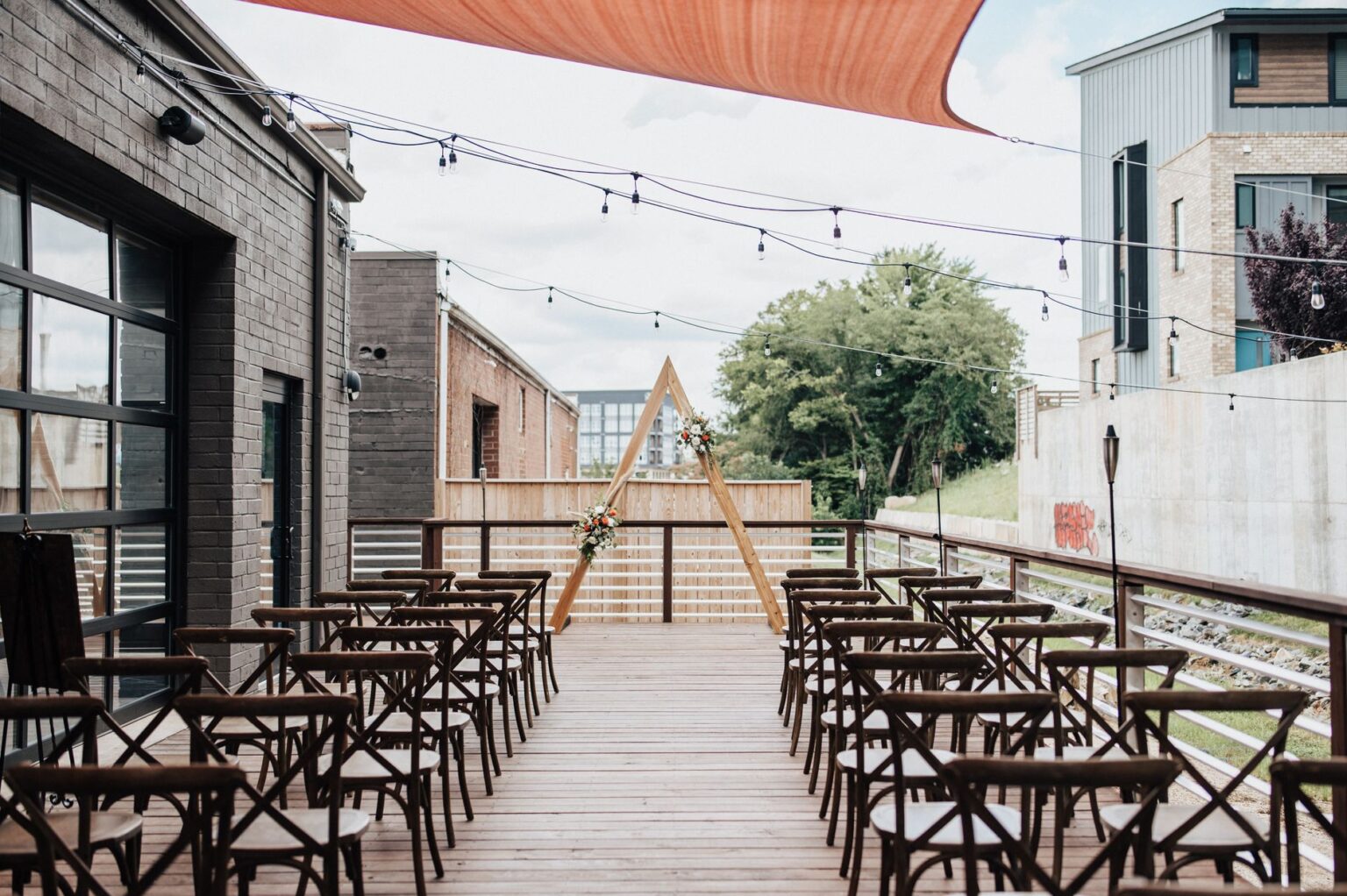 Empty wedding venue with no guests or photographers present