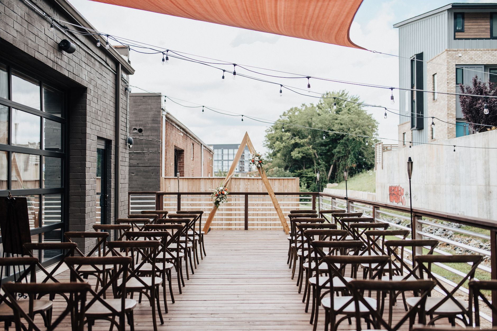 Empty wedding venue with no guests or photographers present