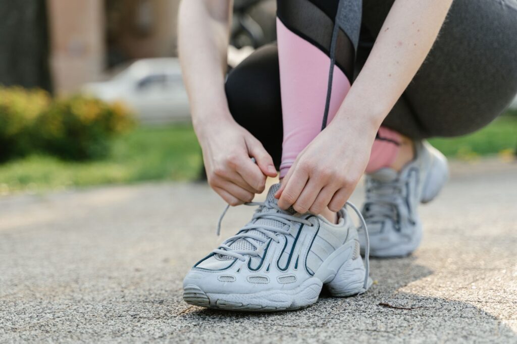 Close-up of premium athletic running shoes on a clean surface