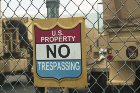 Security checkpoint entrance at a military installation