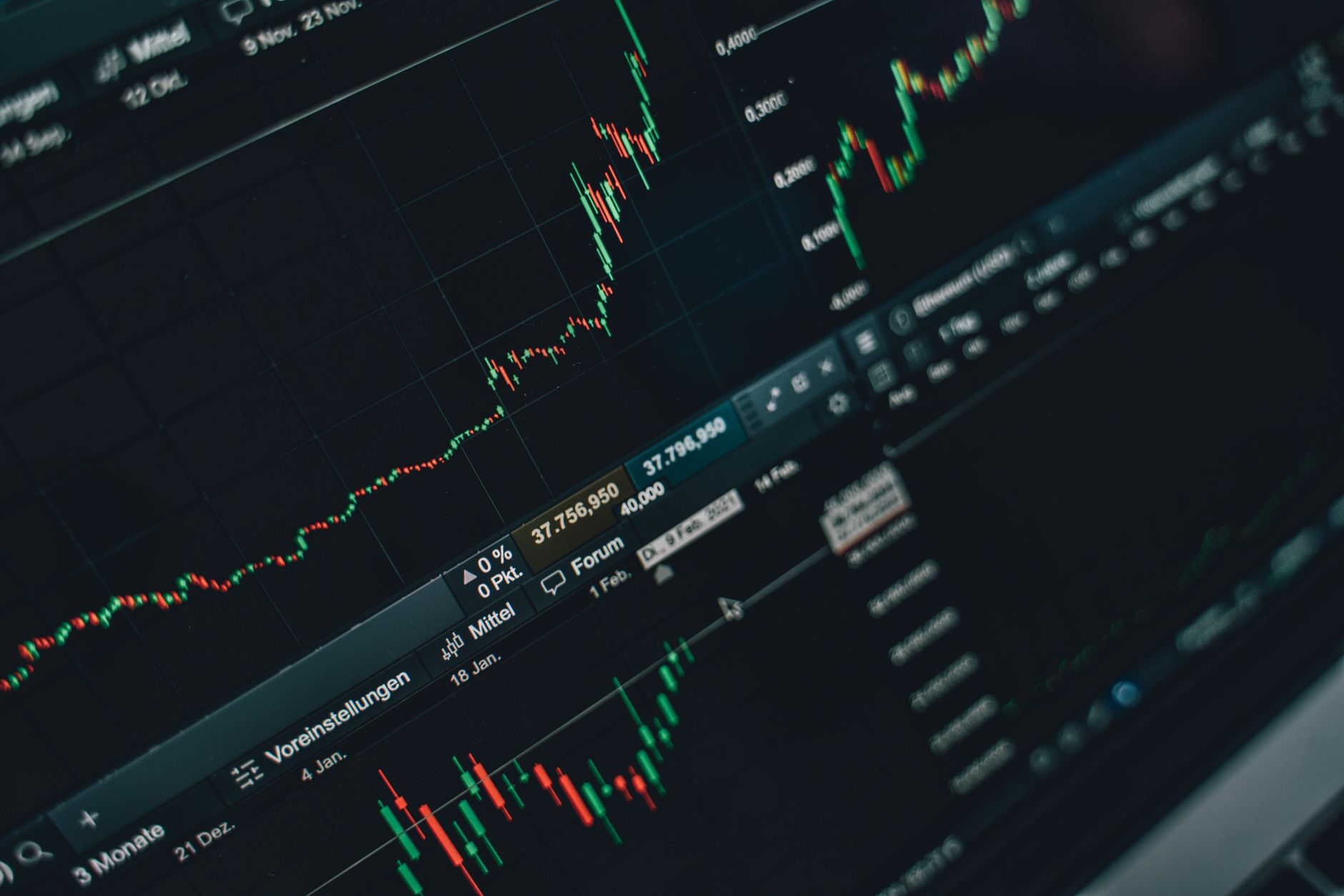 Financial analyst reviewing inflation and commodity price charts on screen