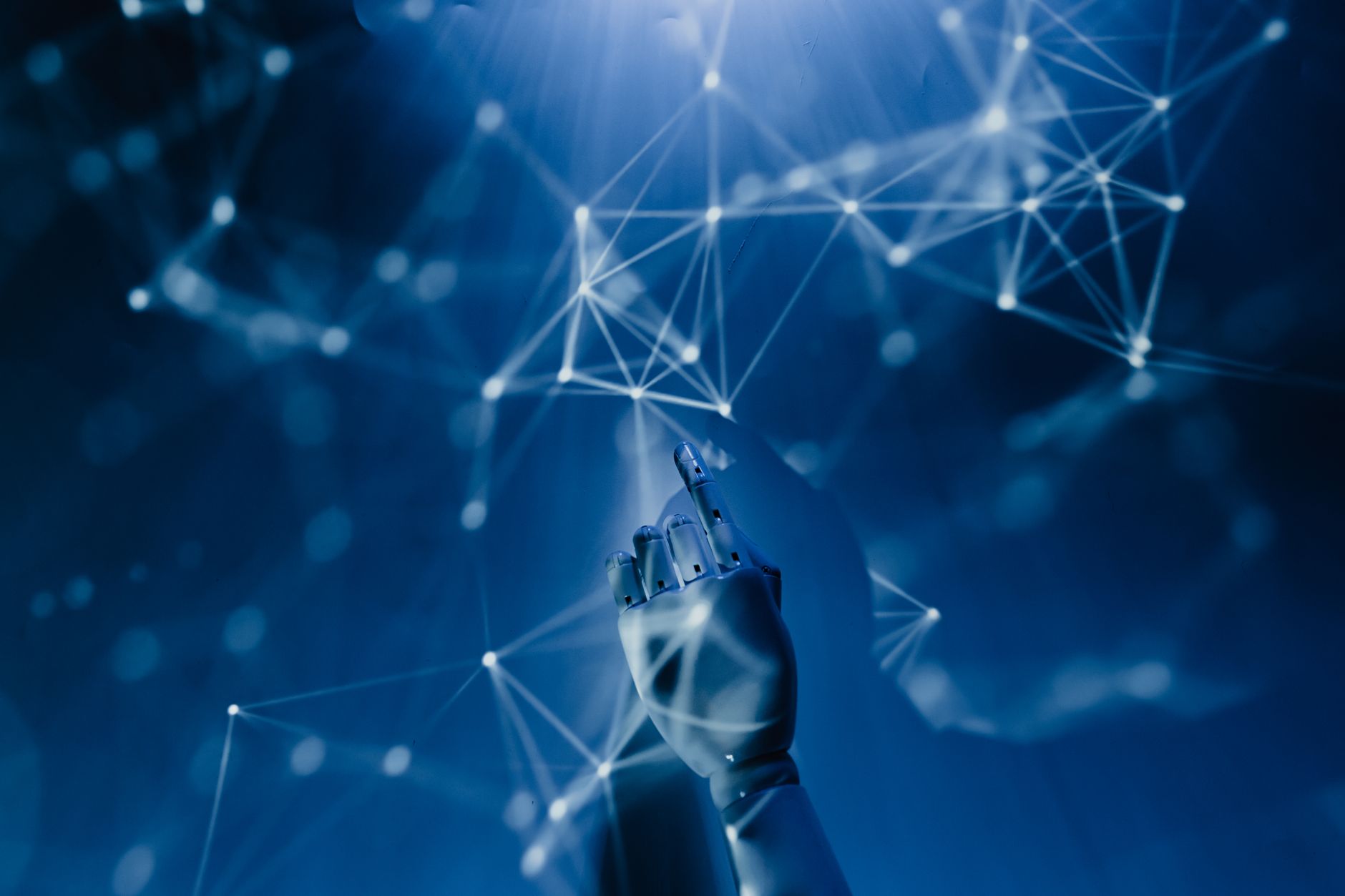 Abstract visualization of artificial intelligence and data networks