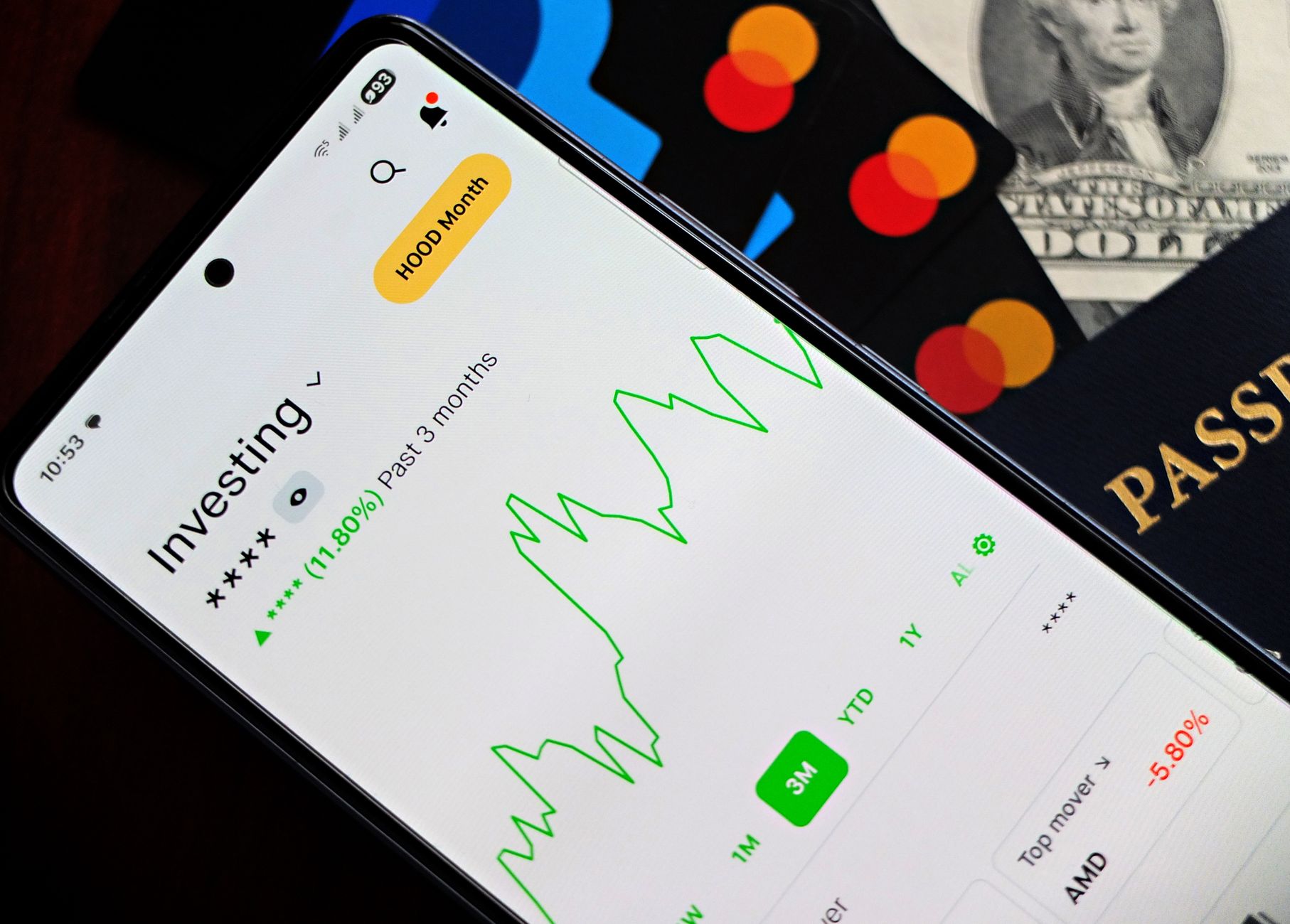 Investor reviewing ETF portfolio documents and performance charts