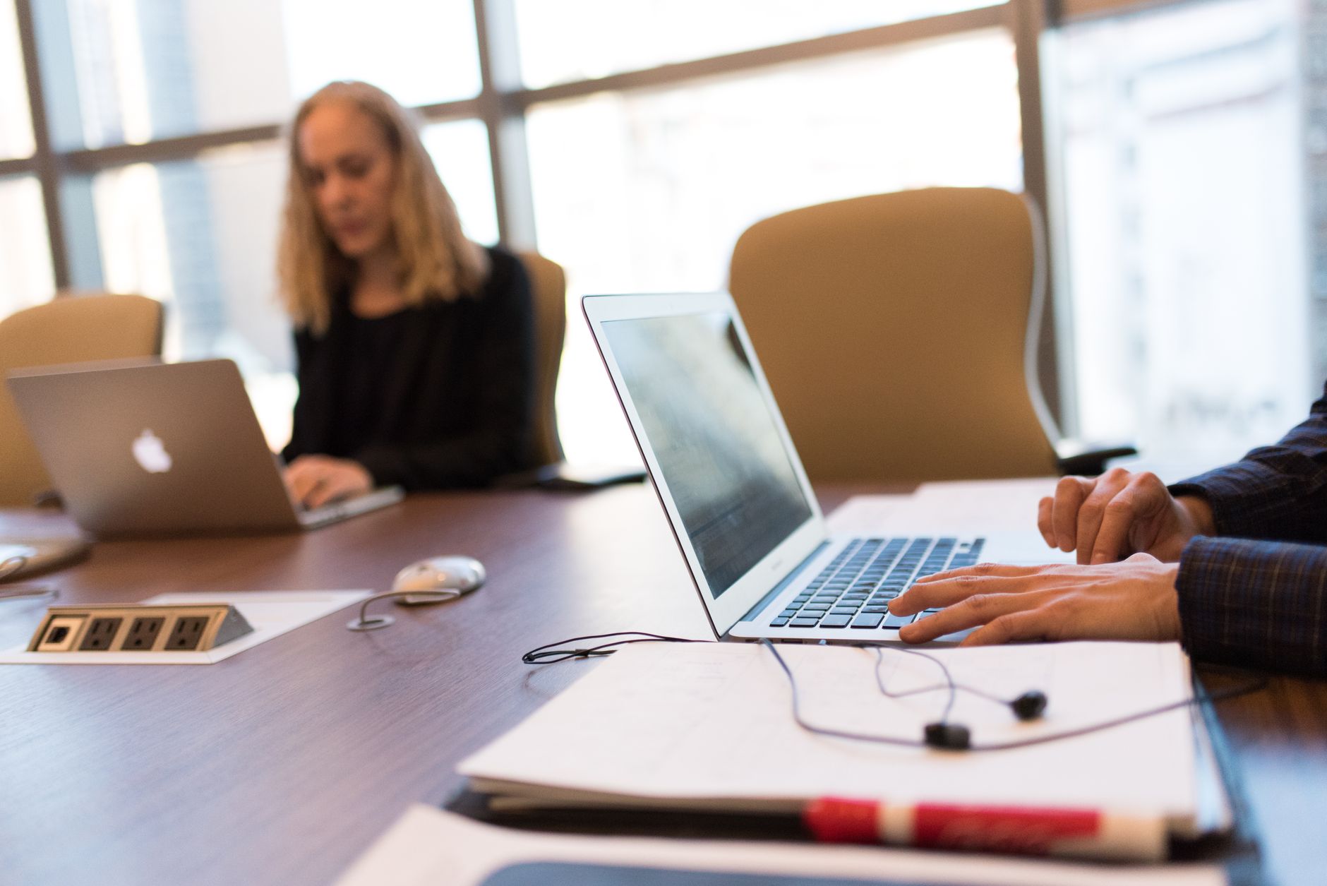 Business executives reviewing technology strategy in a corporate conference room