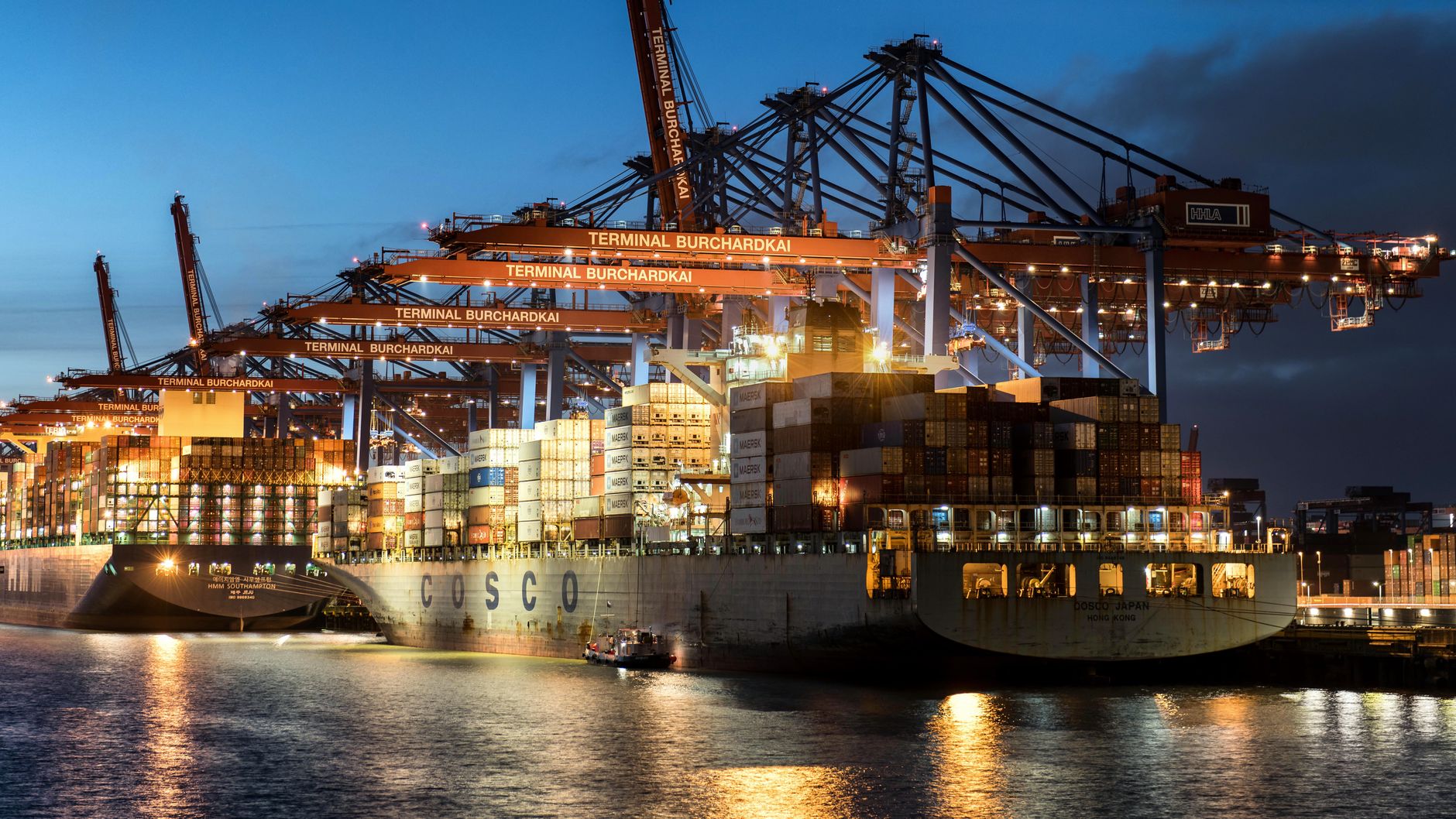 Commercial shipping port representing international trade and tariff impacts