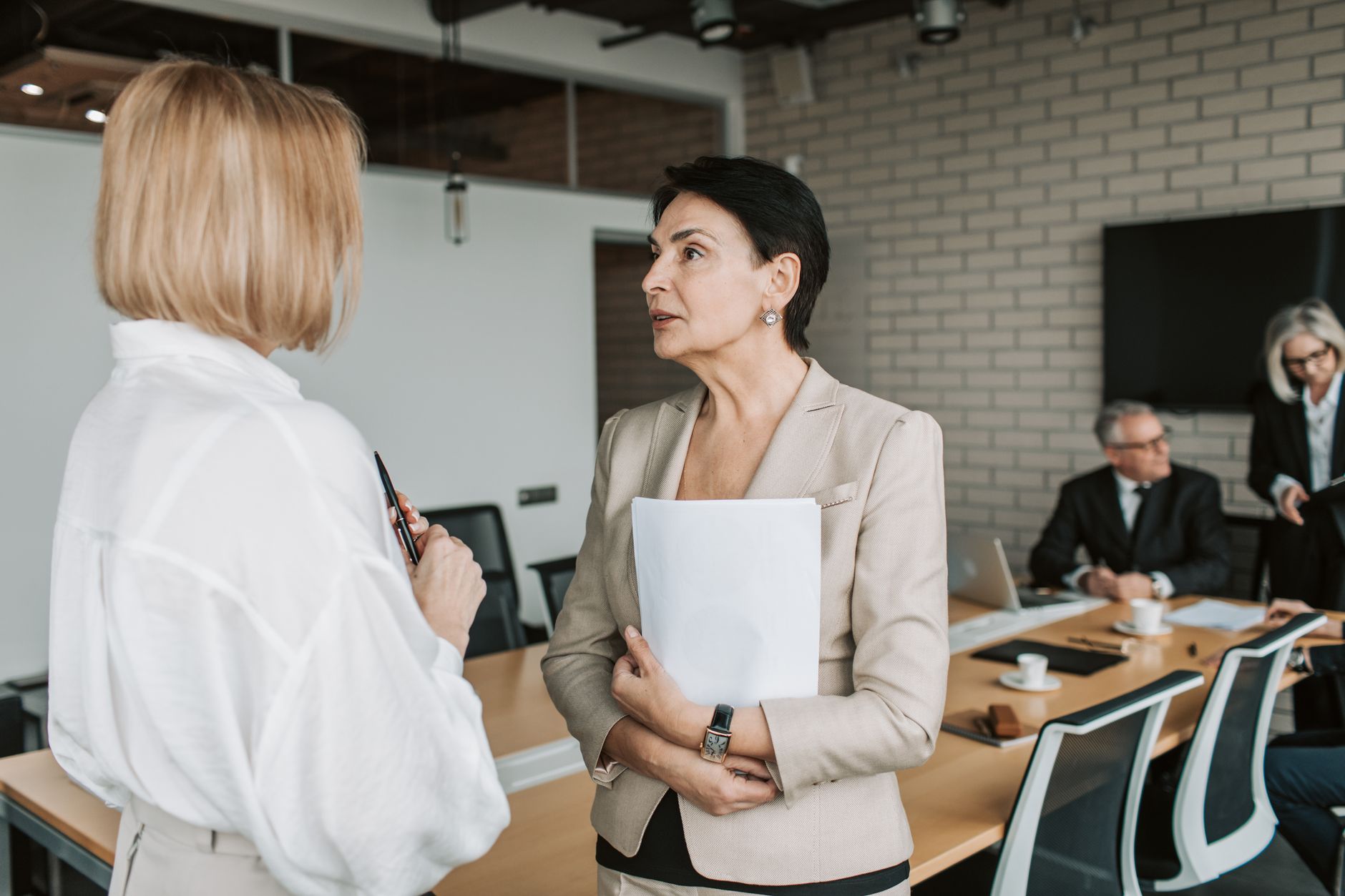 Business professionals in a leadership strategy meeting