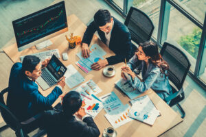 Digital financial charts representing a large corporate investment portfolio