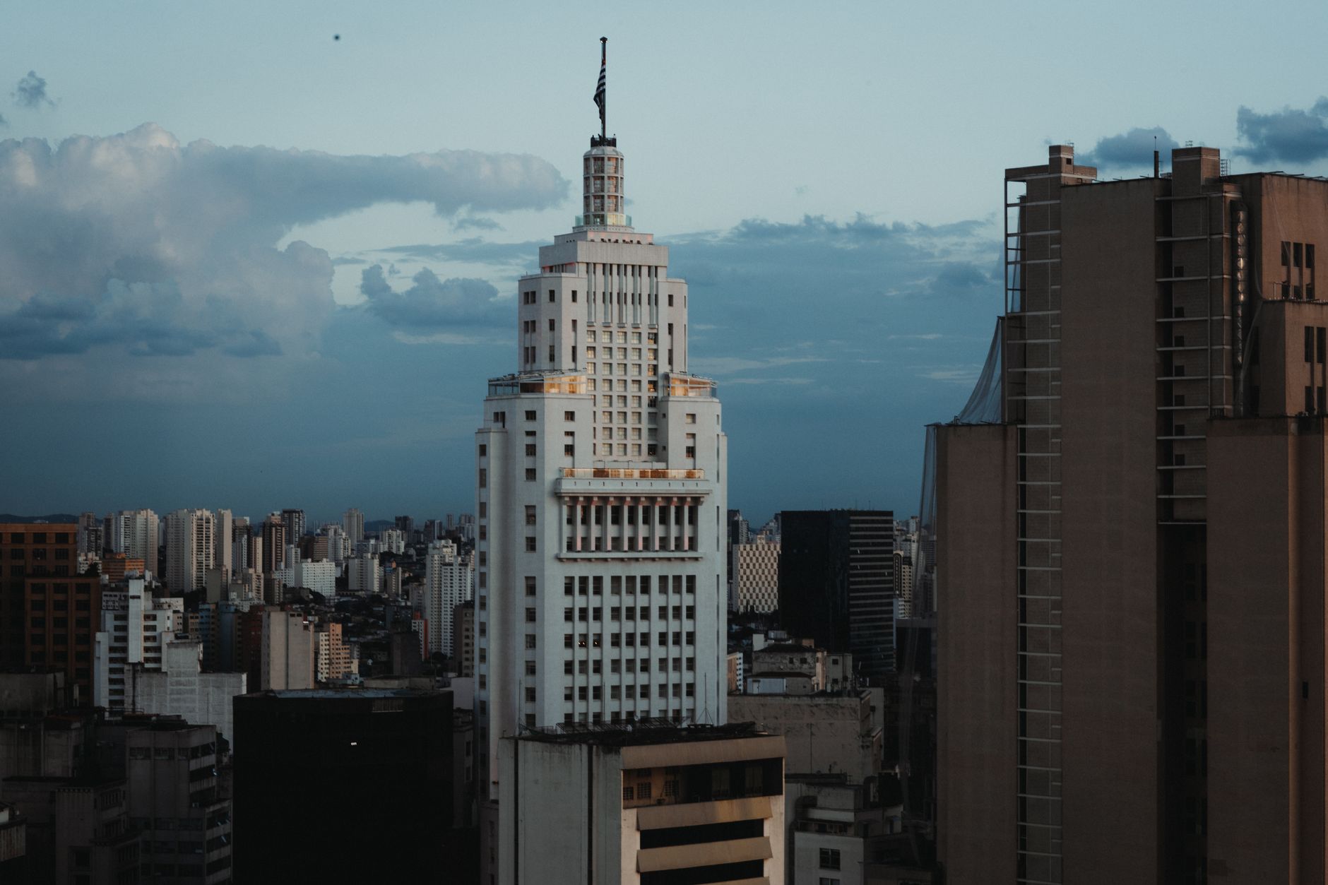 Modern financial district buildings in a major Brazilian city