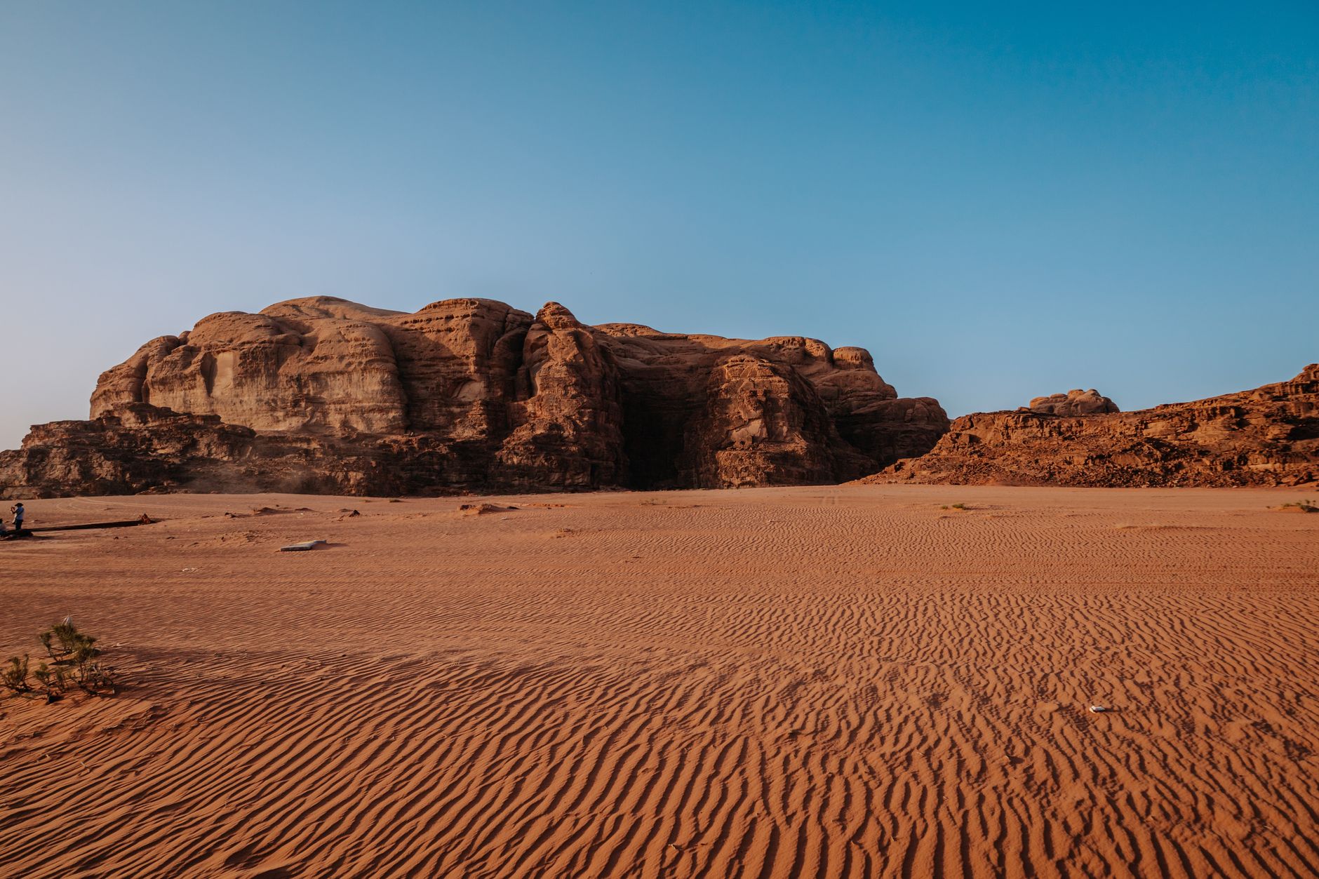 Aerial view of arid Middle Eastern landscape at dusk